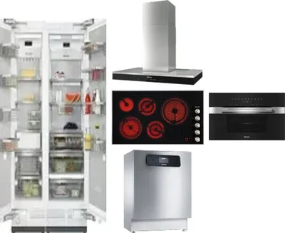 6 Piece Package Includes Refrigerator, Freezer, Cooktop, Wall Oven, Hood And Dishwasher