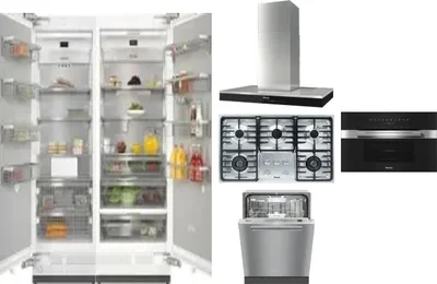 6 Piece Package Includes Refrigerator, Freezer, Cooktop, Wall Oven, Hood And Dishwasher