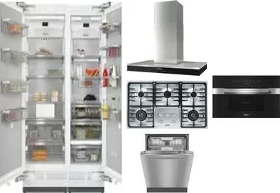 6 Piece Package Includes Refrigerator, Freezer, Cooktop, Wall Oven, Hood And Dishwasher