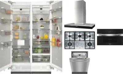 6 Piece Package Includes Refrigerator, Freezer, Cooktop, Wall Oven, Hood And Dishwasher