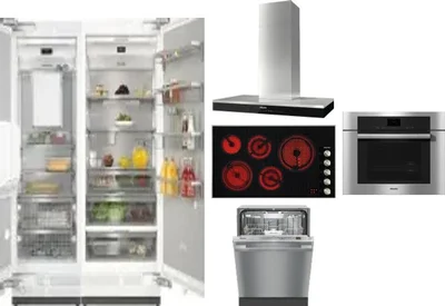 6 Piece Package Includes Refrigerator, Freezer, Cooktop, Wall Oven, Hood And Dishwasher