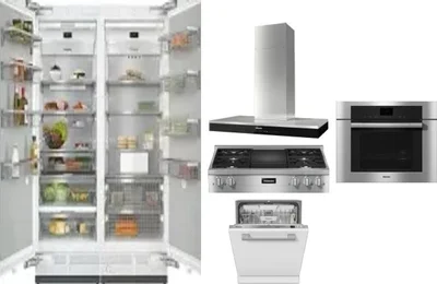 6 Piece Package Includes Refrigerator, Freezer, Cooktop, Wall Oven, Hood And Dishwasher
