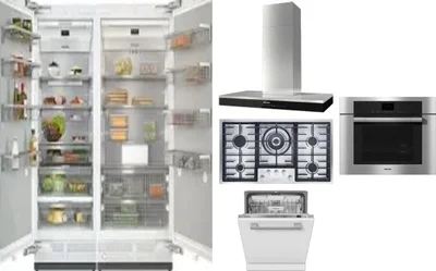 6 Piece Package Includes Refrigerator, Freezer, Cooktop, Wall Oven, Hood And Dishwasher