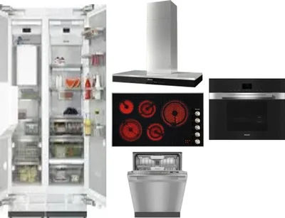 6 Piece Package Includes Refrigerator, Freezer, Cooktop, Wall Oven, Hood And Dishwasher