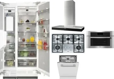 6 Piece Package Includes Refrigerator, Freezer, Cooktop, Wall Oven, Hood And Dishwasher