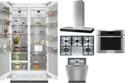 6 Piece Package Includes Refrigerator, Freezer, Cooktop, Wall Oven, Hood And Dishwasher