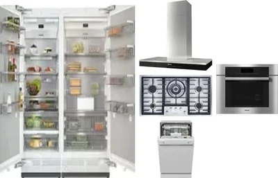 6 Piece Package Includes Refrigerator, Freezer, Cooktop, Wall Oven, Hood And Dishwasher