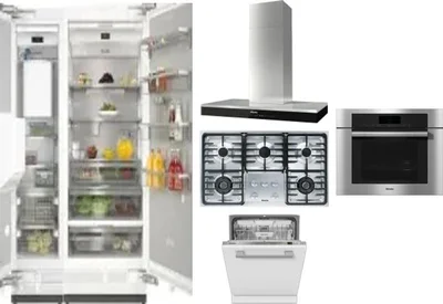 6 Piece Package Includes Refrigerator, Freezer, Cooktop, Wall Oven, Hood And Dishwasher