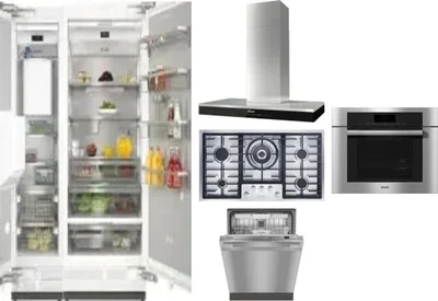 6 Piece Package Includes Refrigerator, Freezer, Cooktop, Wall Oven, Hood And Dishwasher