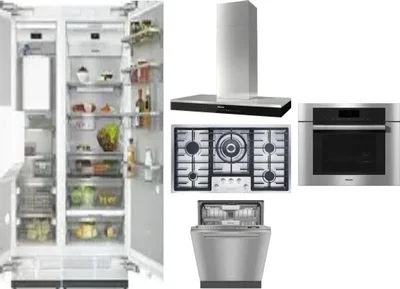 6 Piece Package Includes Refrigerator, Freezer, Cooktop, Wall Oven, Hood And Dishwasher