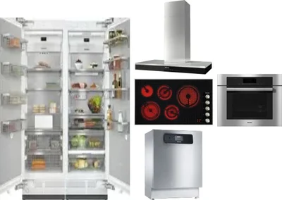 6 Piece Package Includes Refrigerator, Freezer, Cooktop, Wall Oven, Hood And Dishwasher