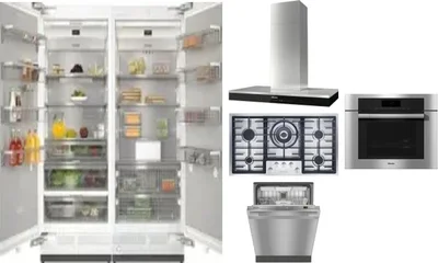 6 Piece Package Includes Refrigerator, Freezer, Cooktop, Wall Oven, Hood And Dishwasher