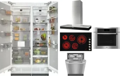 6 Piece Package Includes Refrigerator, Freezer, Cooktop, Wall Oven, Hood And Dishwasher