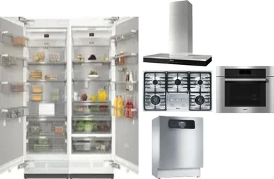 6 Piece Package Includes Refrigerator, Freezer, Cooktop, Wall Oven, Hood And Dishwasher