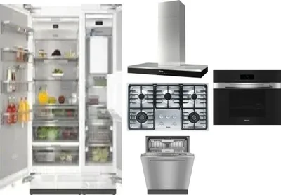 6 Piece Package Includes Refrigerator, Freezer, Cooktop, Wall Oven, Hood And Dishwasher