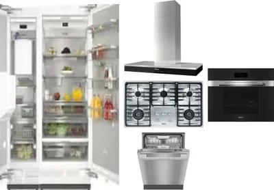 6 Piece Package Includes Refrigerator, Freezer, Cooktop, Wall Oven, Hood And Dishwasher