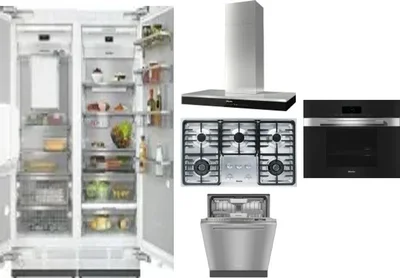 6 Piece Package Includes Refrigerator, Freezer, Cooktop, Wall Oven, Hood And Dishwasher