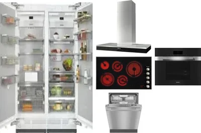 6 Piece Package Includes Refrigerator, Freezer, Cooktop, Wall Oven, Hood And Dishwasher