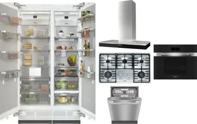 6 Piece Package Includes Refrigerator, Freezer, Cooktop, Wall Oven, Hood And Dishwasher