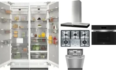 6 Piece Package Includes Refrigerator, Freezer, Cooktop, Wall Oven, Hood And Dishwasher