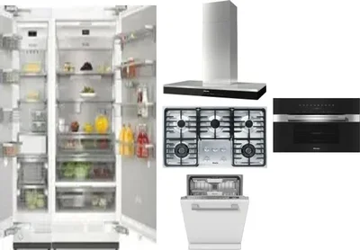 6 Piece Package Includes Refrigerator, Freezer, Cooktop, Wall Oven, Hood And Dishwasher