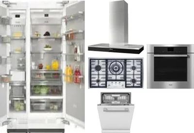 6 Piece Package Includes Refrigerator, Freezer, Cooktop, Wall Oven, Hood And Dishwasher