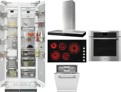 6 Piece Package Includes Refrigerator, Freezer, Cooktop, Wall Oven, Hood And Dishwasher