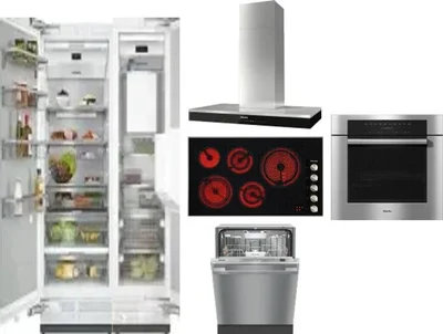 6 Piece Package Includes Refrigerator, Freezer, Cooktop, Wall Oven, Hood And Dishwasher