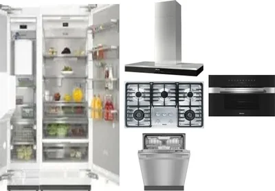6 Piece Package Includes Refrigerator, Freezer, Cooktop, Wall Oven, Hood And Dishwasher