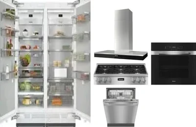 6 Piece Package Includes Refrigerator, Freezer, Cooktop, Wall Oven, Hood And Dishwasher