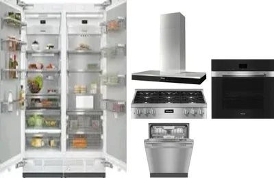 6 Piece Package Includes Refrigerator, Freezer, Cooktop, Wall Oven, Hood And Dishwasher