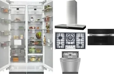 6 Piece Package Includes Refrigerator, Freezer, Cooktop, Wall Oven, Hood And Dishwasher
