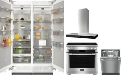 5 Piece Package Includes Refrigerator, Freezer, Range, Hood And Dishwasher