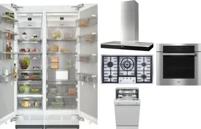 6 Piece Package Includes Refrigerator, Freezer, Cooktop, Wall Oven, Hood And Dishwasher
