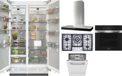 6 Piece Package Includes Refrigerator, Freezer, Cooktop, Wall Oven, Hood And Dishwasher