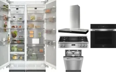 6 Piece Package Includes Refrigerator, Freezer, Cooktop, Wall Oven, Hood And Dishwasher