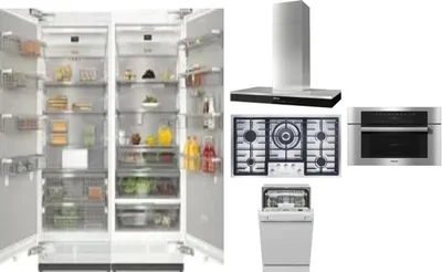 6 Piece Package Includes Refrigerator, Freezer, Cooktop, Wall Oven, Hood And Dishwasher