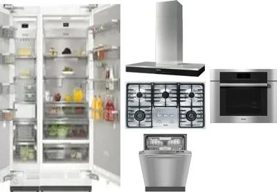 6 Piece Package Includes Refrigerator, Freezer, Cooktop, Wall Oven, Hood And Dishwasher