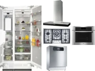 6 Piece Package Includes Refrigerator, Freezer, Cooktop, Wall Oven, Hood And Dishwasher