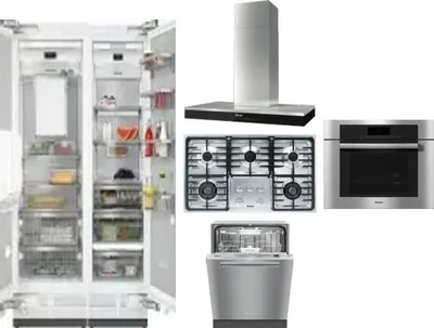 6 Piece Package Includes Refrigerator, Freezer, Cooktop, Wall Oven, Hood And Dishwasher