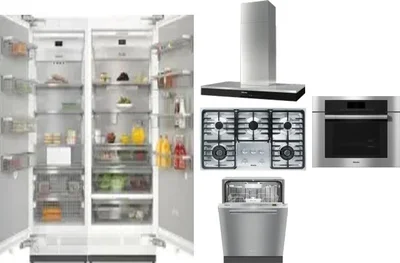 6 Piece Package Includes Refrigerator, Freezer, Cooktop, Wall Oven, Hood And Dishwasher