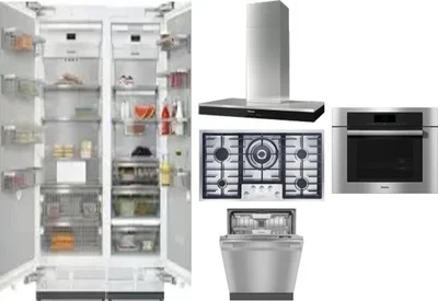 6 Piece Package Includes Refrigerator, Freezer, Cooktop, Wall Oven, Hood And Dishwasher