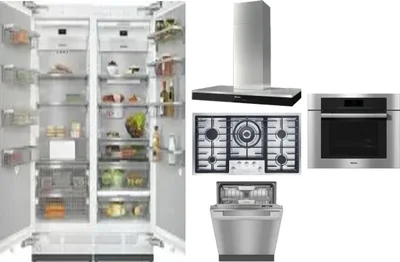6 Piece Package Includes Refrigerator, Freezer, Cooktop, Wall Oven, Hood And Dishwasher