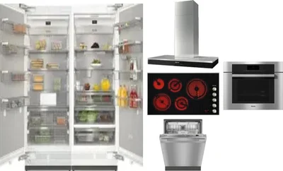 6 Piece Package Includes Refrigerator, Freezer, Cooktop, Wall Oven, Hood And Dishwasher