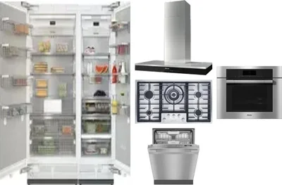 6 Piece Package Includes Refrigerator, Freezer, Cooktop, Wall Oven, Hood And Dishwasher