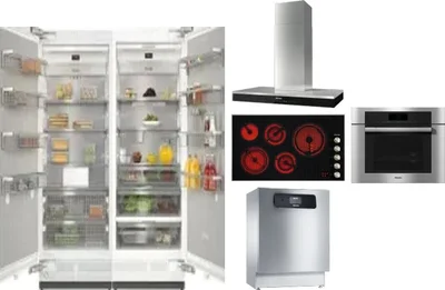 6 Piece Package Includes Refrigerator, Freezer, Cooktop, Wall Oven, Hood And Dishwasher