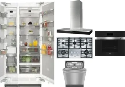 6 Piece Package Includes Refrigerator, Freezer, Cooktop, Wall Oven, Hood And Dishwasher