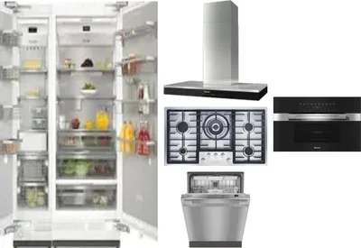 6 Piece Package Includes Refrigerator, Freezer, Cooktop, Wall Oven, Hood And Dishwasher