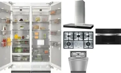 6 Piece Package Includes Refrigerator, Freezer, Cooktop, Wall Oven, Hood And Dishwasher