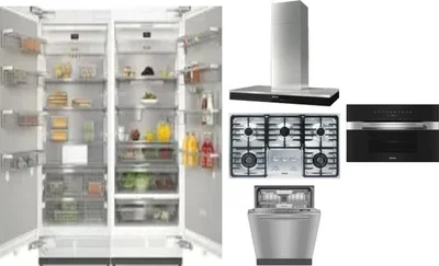 6 Piece Package Includes Refrigerator, Freezer, Cooktop, Wall Oven, Hood And Dishwasher